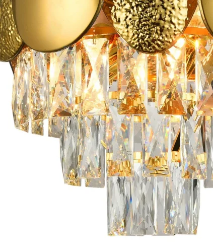 Люстра подвесная CHIC 81437/6C GOLD Natali Kovaltseva золотая прозрачная на 5 ламп, основание золотое в стиле современный фото 3